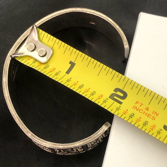 LOIS HILL Sterling Silver Oxidized Scroll Granulated Cuff Bracelet Vintage - Picture 12 of 17